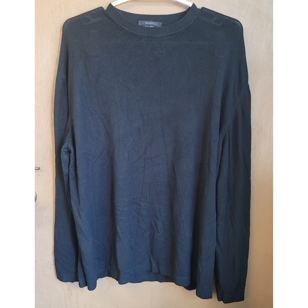 Zegna Sport Mens Black LS Pullover Viscose Poly Blend XL EUC‎